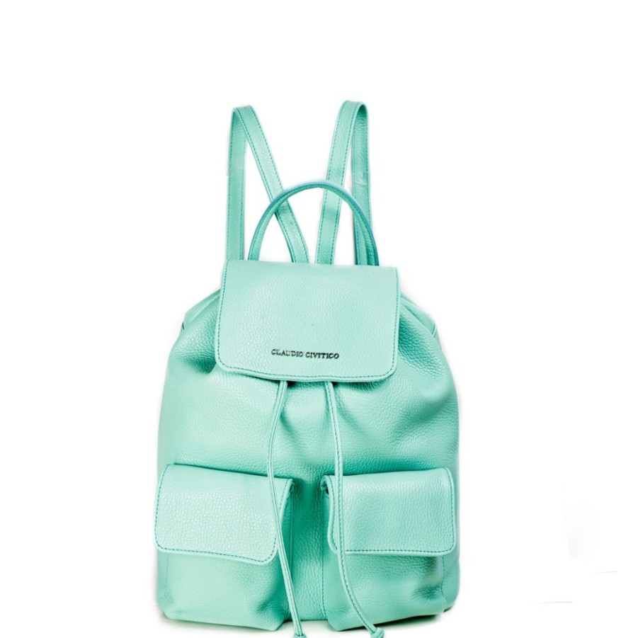 Women'S Clothing & Accessories Claudio Civitico | Light Green - Pebbled Leather - Backpack