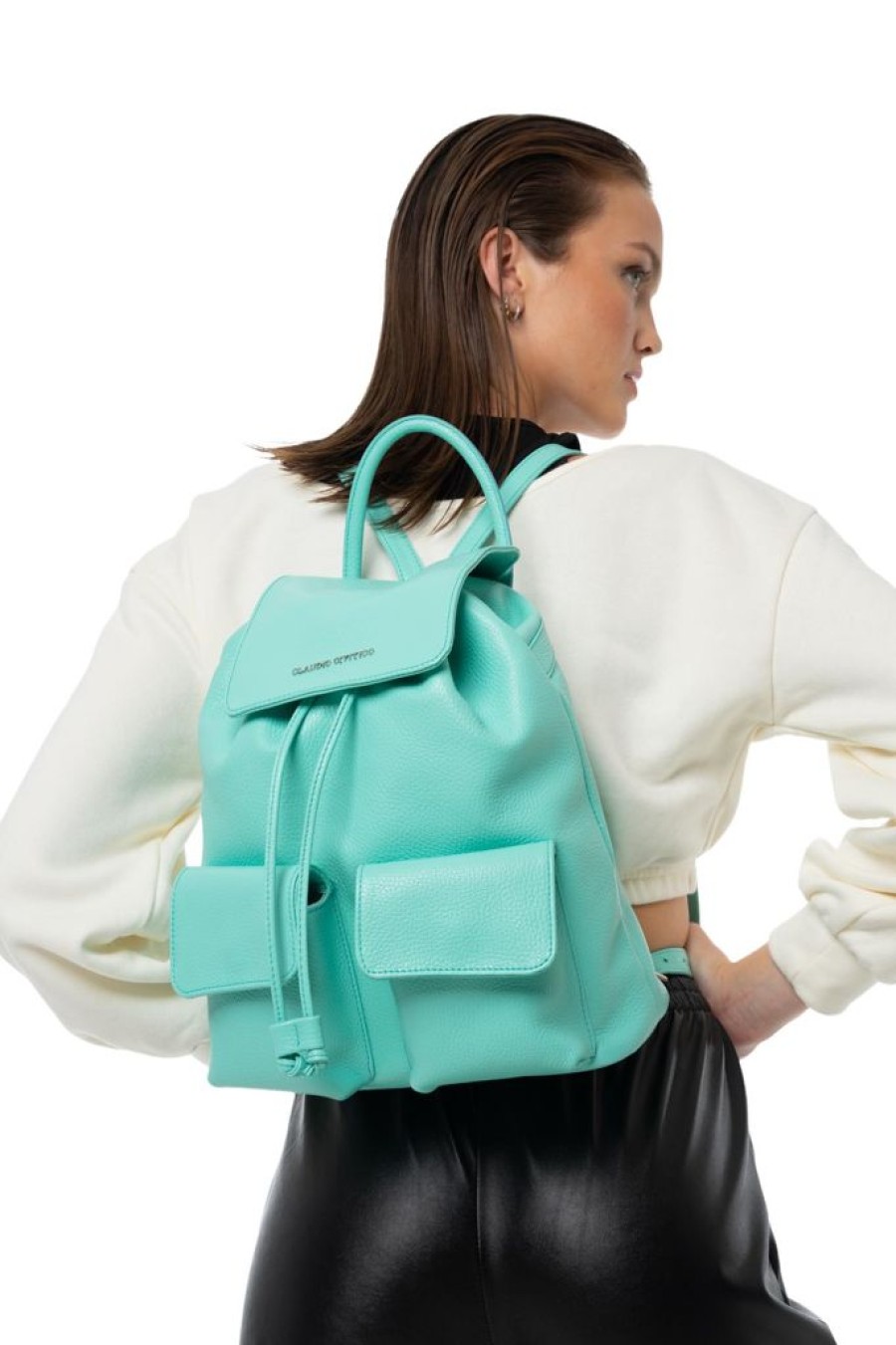 Women'S Clothing & Accessories Claudio Civitico | Light Green - Pebbled Leather - Backpack