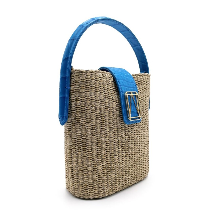 Women'S Clothing & Accessories Azzaia | Audrey Raffia Blue Azzaia