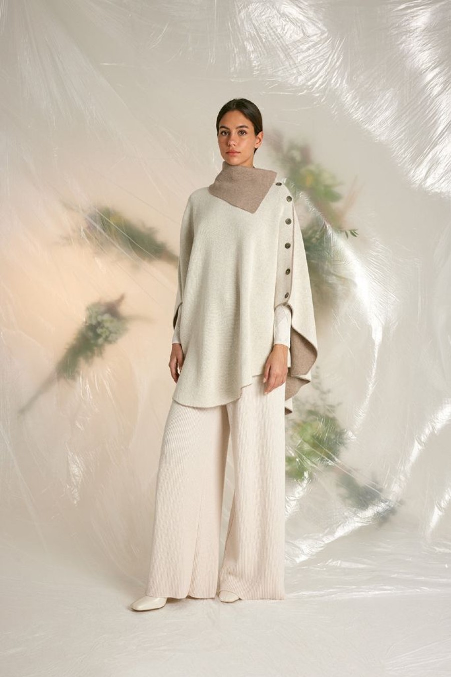 Women'S Clothing & Accessories Curling Collection | Poncho Double Siena - I0294S Beige