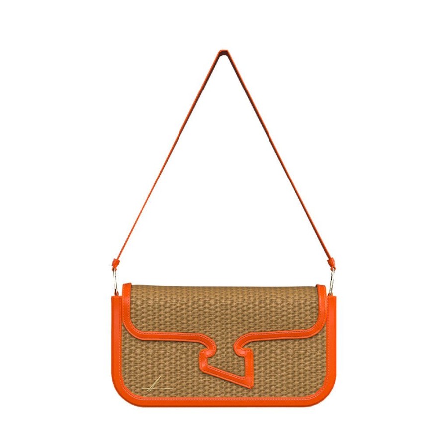 Women'S Clothing & Accessories Alberto Olivero | Claire Baguette Mini Raffia Camel-Carrot