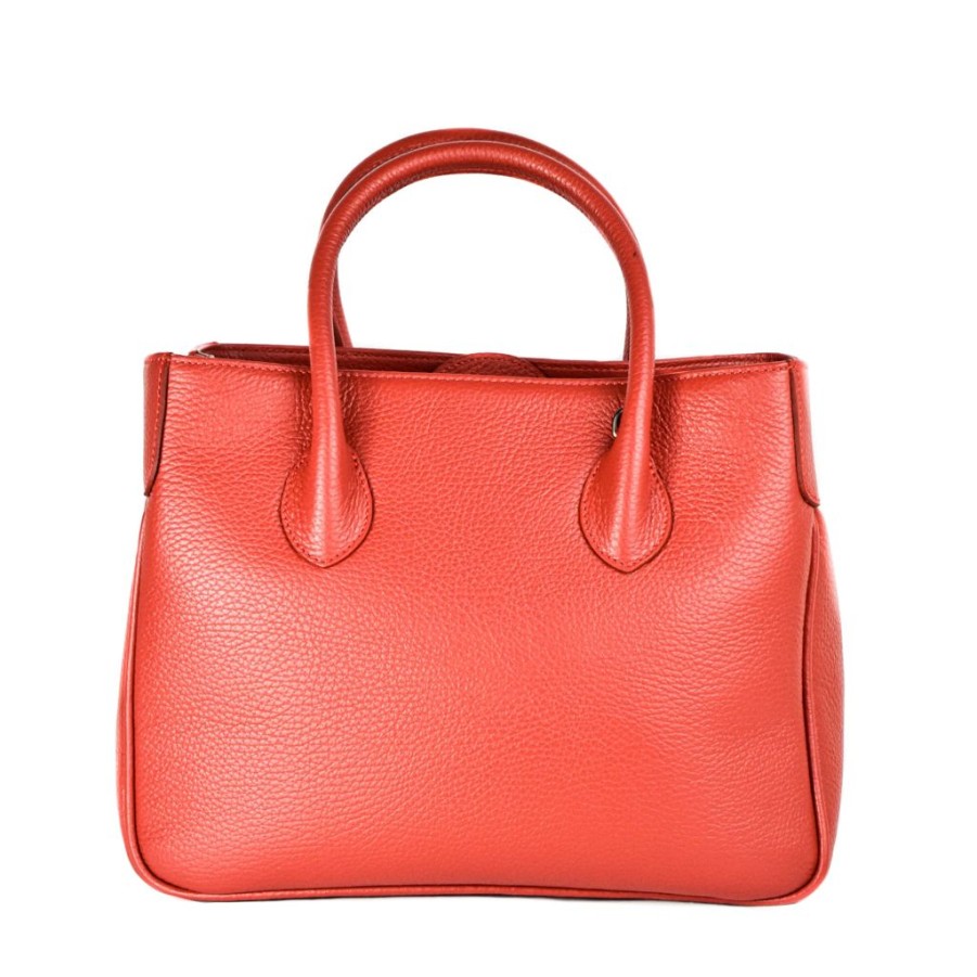 Women'S Clothing & Accessories Claudio Civitico | Red Satchel Purse With Silver Hardware