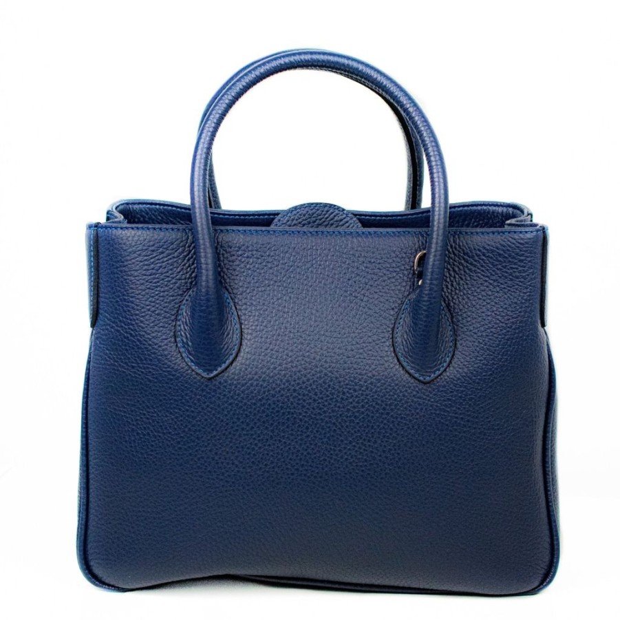 Women'S Clothing & Accessories Claudio Civitico | Blue Satchel Purse With Silver Hardware