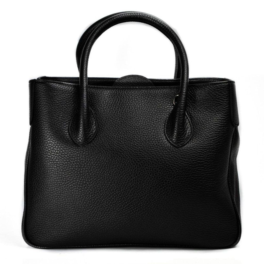 Women'S Clothing & Accessories Claudio Civitico | Black Satchel Purse With Silver Hardware