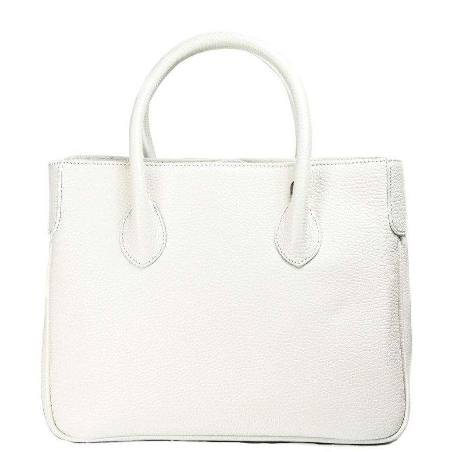 Women'S Clothing & Accessories Claudio Civitico | White Satchel Purse With Silver Hardware